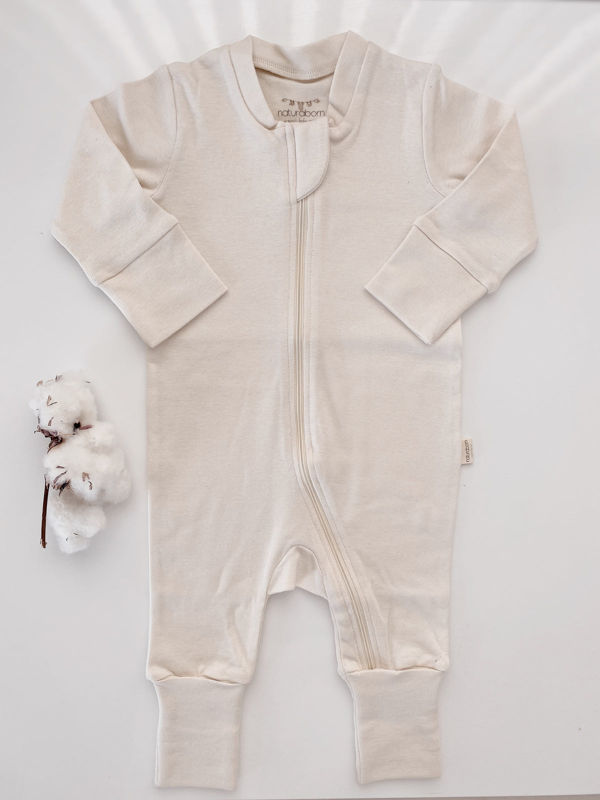 Naturaborn GOTS Organic Certified Long Sleeve Zippered Baby Romper