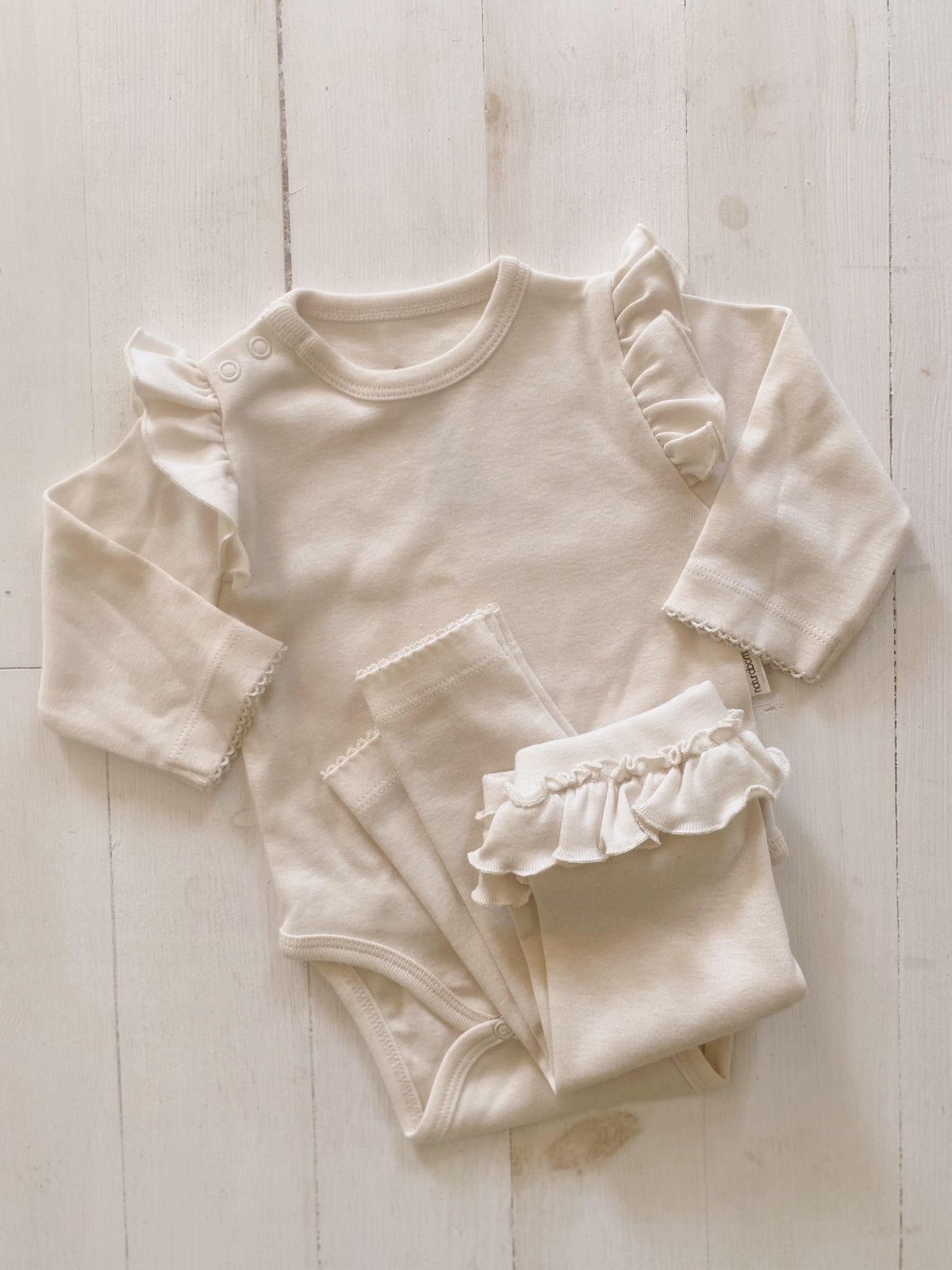 Naturaborn GOTS Organic Certified Baby Girl Frilled Leggings &amp; Bodysuit