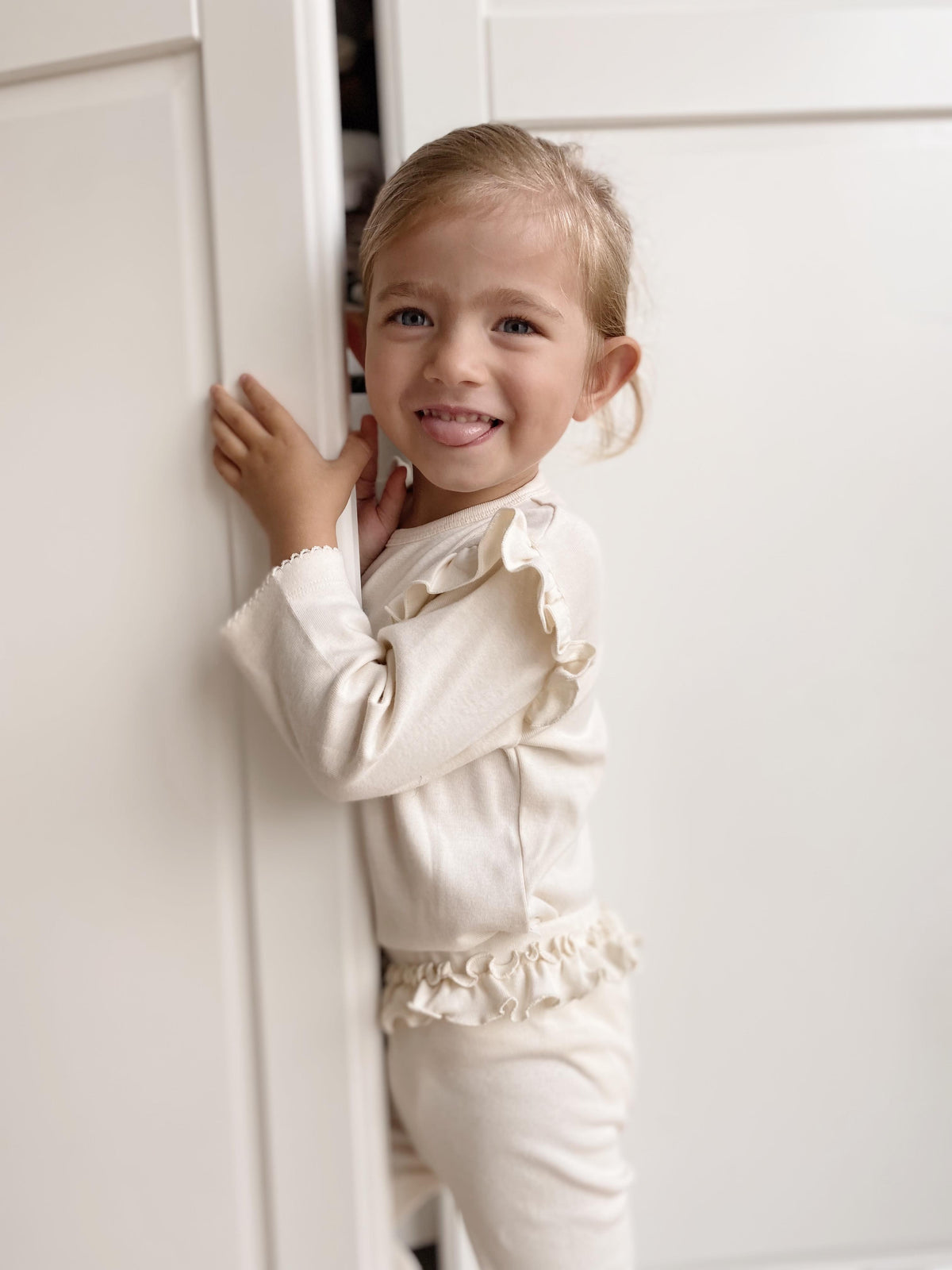 Naturaborn GOTS Organik Sertifikalı Kız Bebek Fırfırlı Tayt&Body Takım