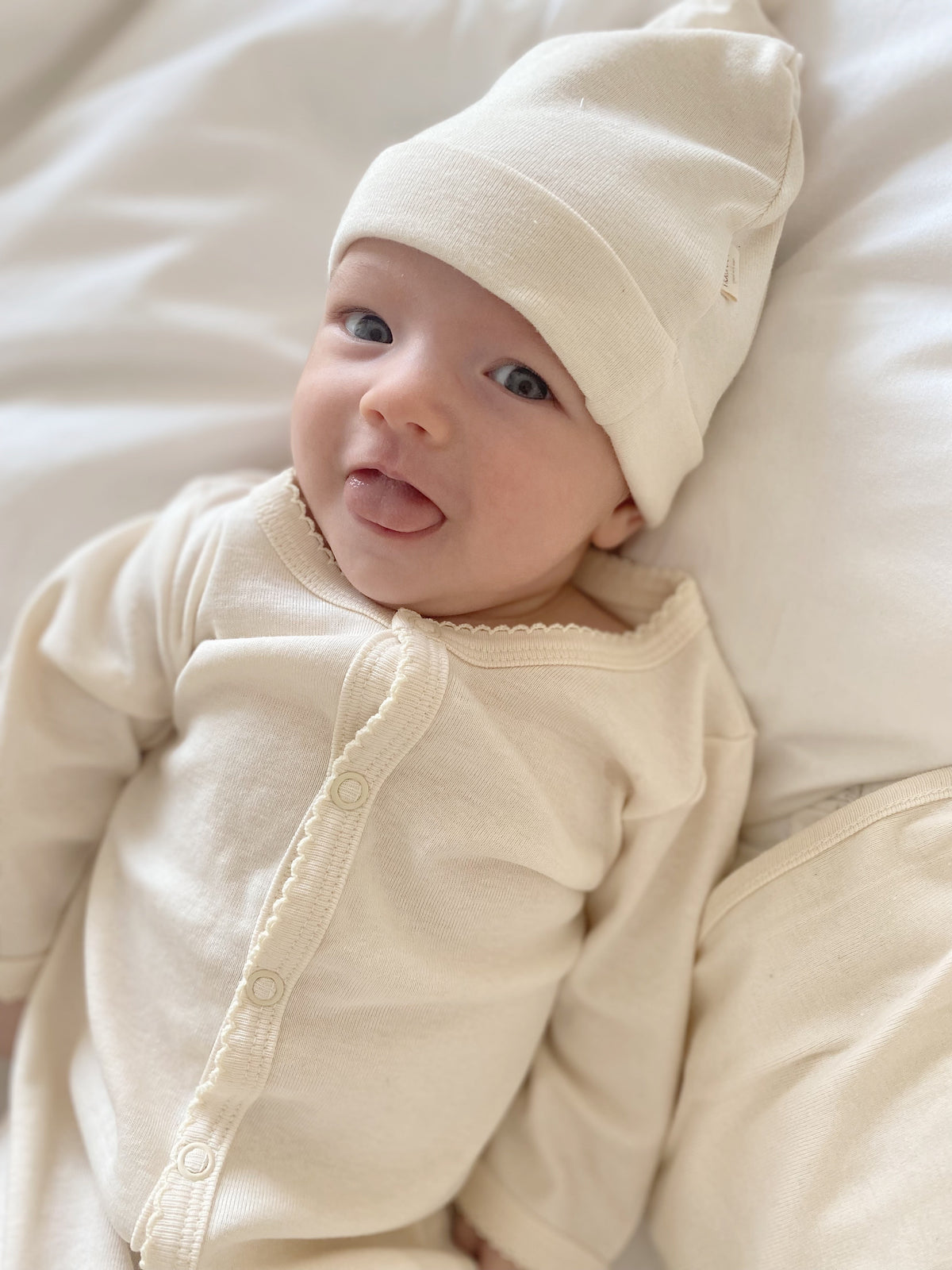 Naturaborn GOTS Organik Sertifikalı Patikli Kroşetalı Bebek Uyku Tulumu