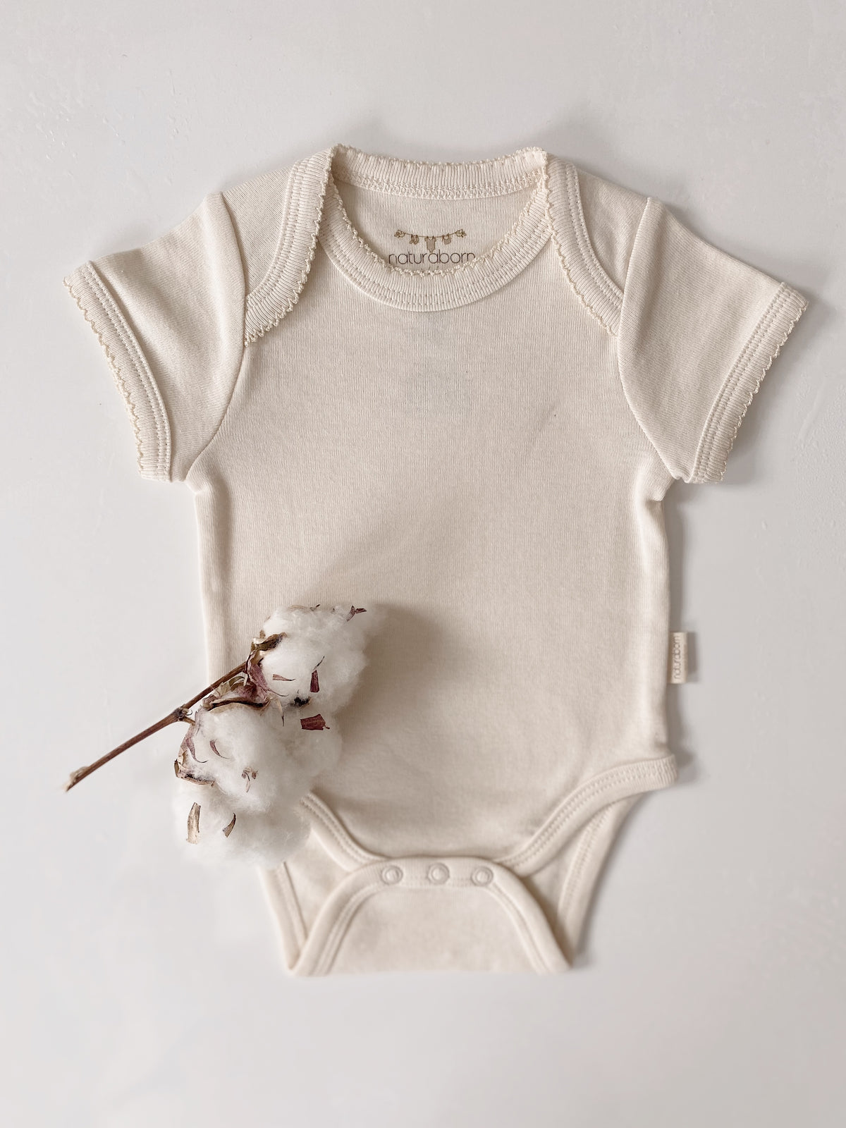 Naturaborn GOTS Organic Certified Crochet Short Sleeve Baby Bodysuit
