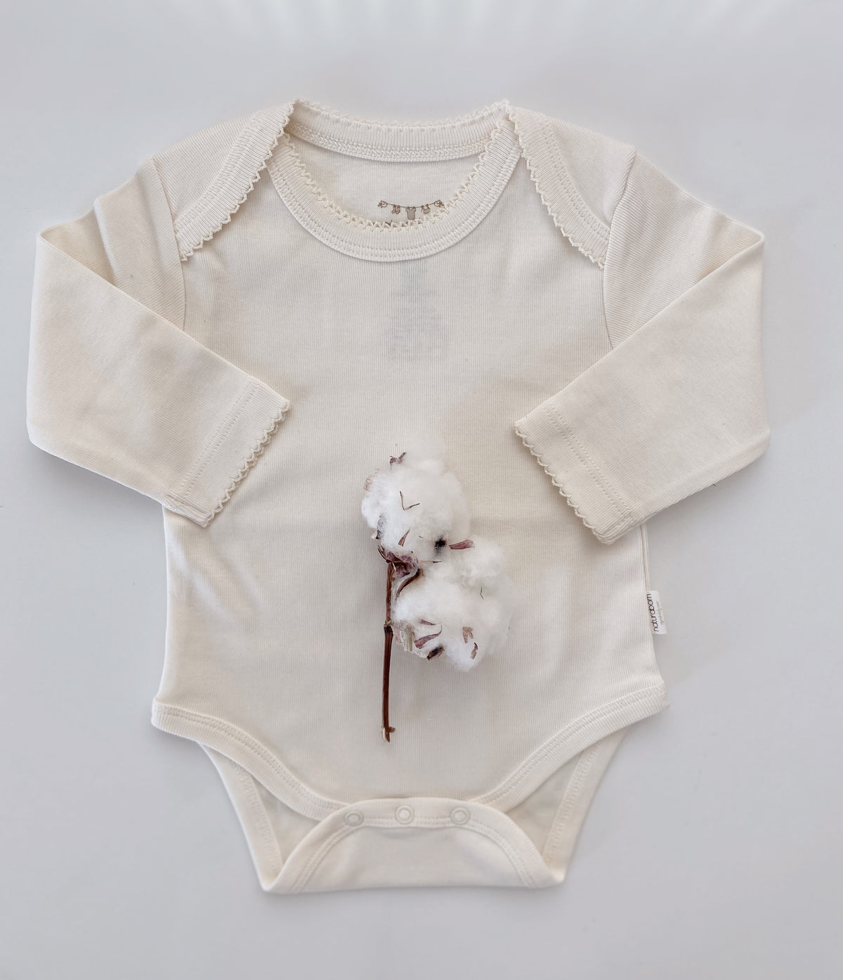 Naturaborn GOTS Organik Sertifikalı Uzun Kollu Kroşetalı Bebek Body