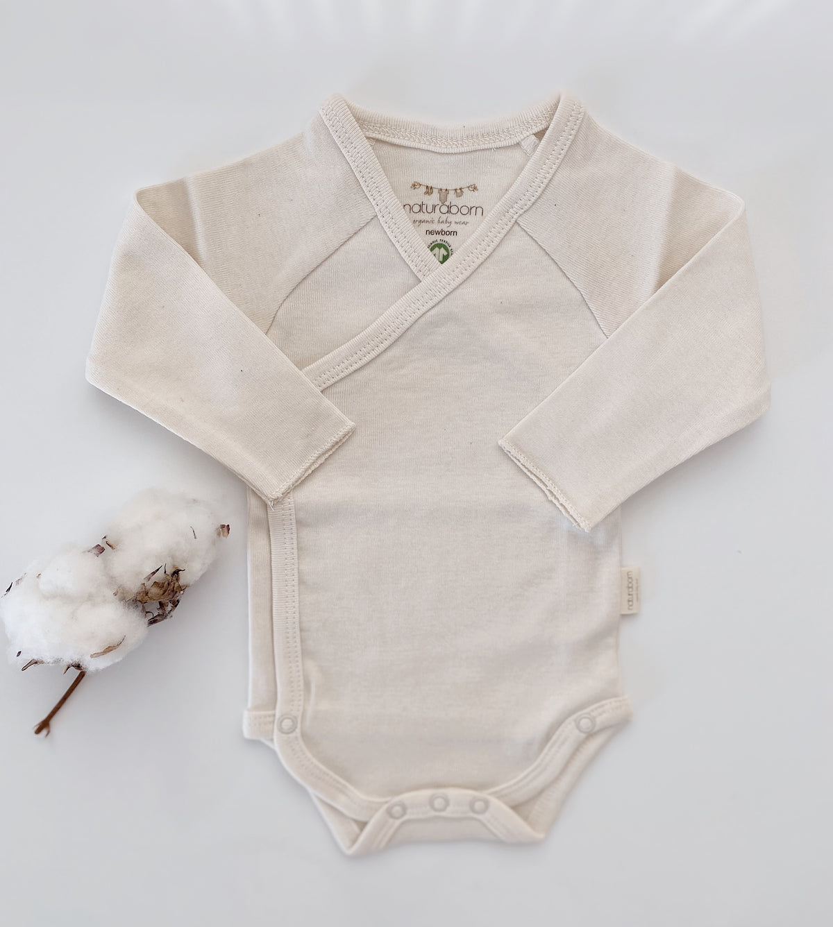 Naturaborn GOTS Organic Certified Baby Kimono Collar Bodysuit