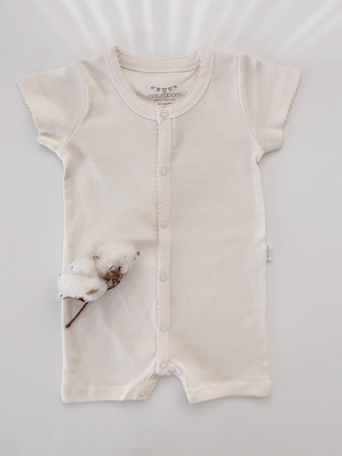 Naturaborn GOTS Organic Certified Crochet Half Sleeve Shorts and Legs Baby Romper