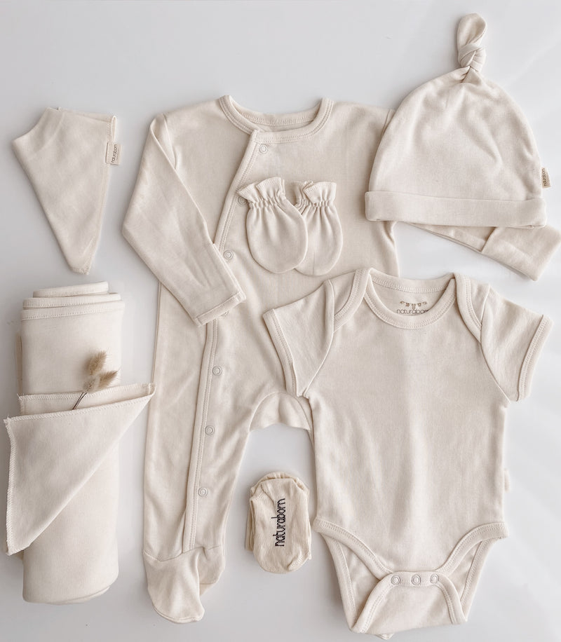 Naturaborn GOTS Organik Sertifikalı Yenidoğan Erkek Bebek Hastane Çıkışı Set