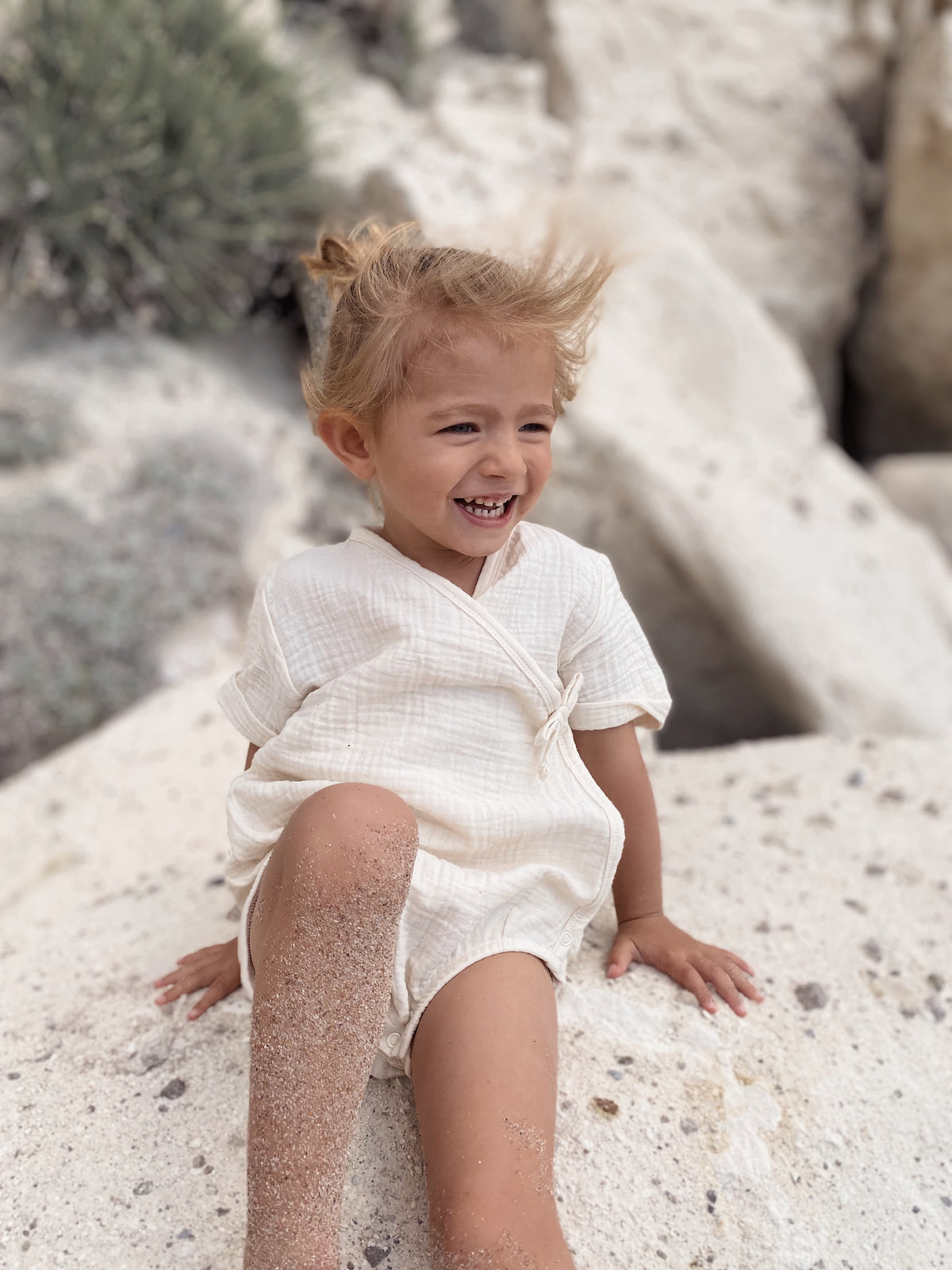 Naturaborn GOTS Organic Certified Muslin Kimono Collar Baby Bodysuit